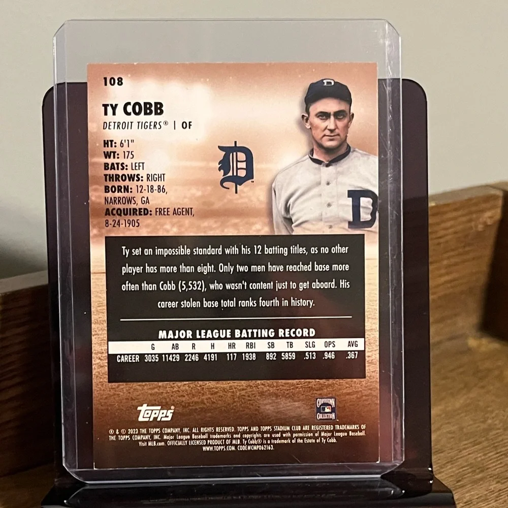 ⭐️🏈 Ty Cobb Topps Football Trading Card (B1)